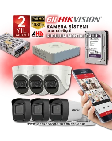 6lı Kamera Seti Hikvision güvenlik kamerası